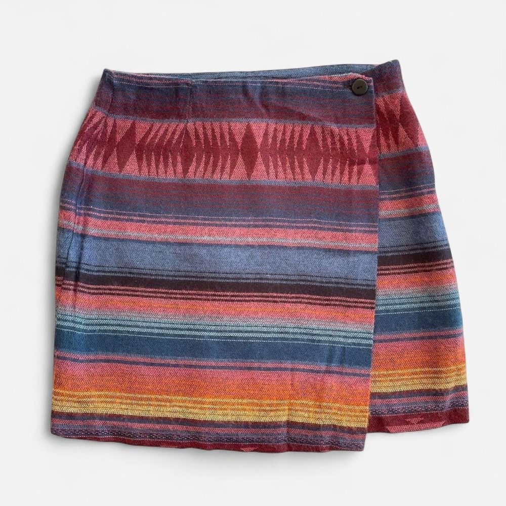 Vintage Joule Energy Striped Southwestern Style Mini Wrap Skirt M